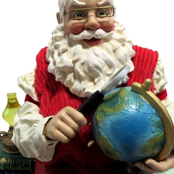 TRADITIONS Santa Claus Shelf Figurine with Globe and Magnifying Glass Vintage 10 - Picture 8 of 12